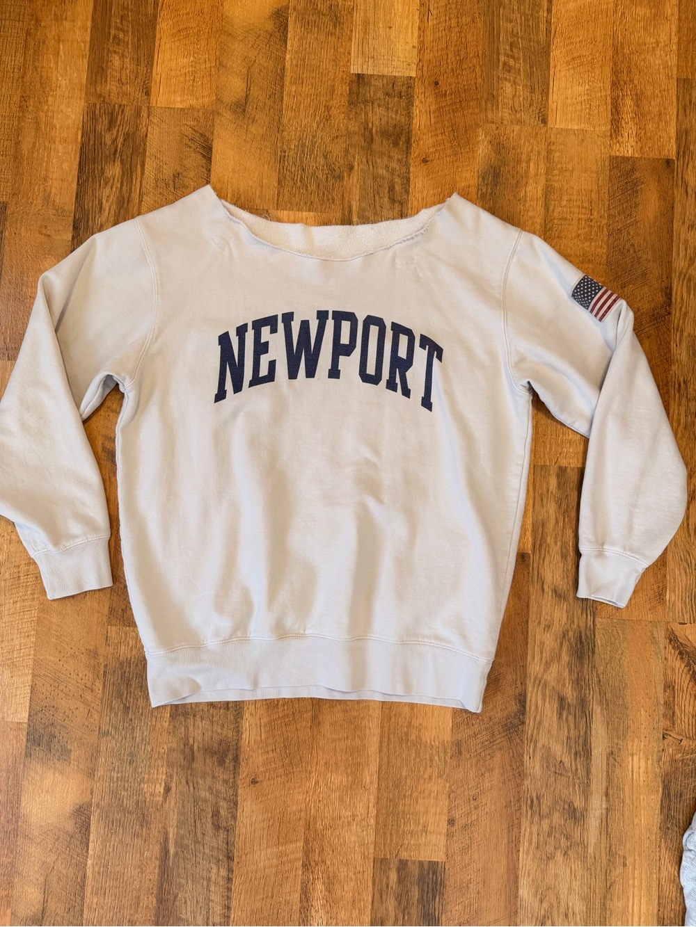 John Galt NEWPORT Off-Shoulder Cream Sweatshirt with Flag Detail